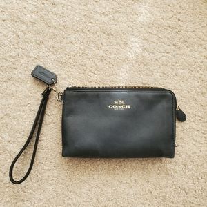 Coach Black Leather Wallet Wristlet